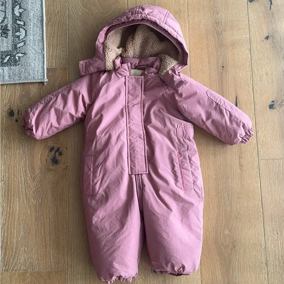 Zara Jackets Coats Zara Pink Snowsuit 218 Months Poshmark